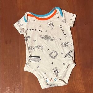FRIENDS Cream Baby Bodysuit with Blue and Orange Accents